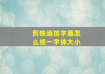 剪映添加字幕怎么统一字体大小