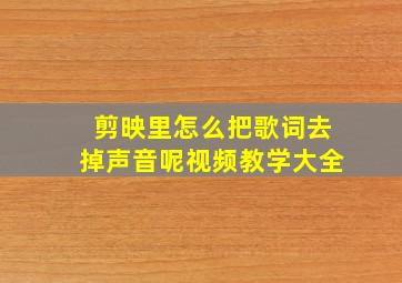 剪映里怎么把歌词去掉声音呢视频教学大全