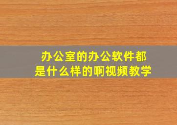 办公室的办公软件都是什么样的啊视频教学