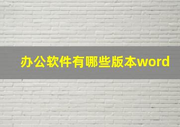 办公软件有哪些版本word