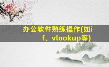 办公软件熟练操作(如if、vlookup等)