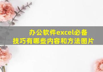 办公软件excel必备技巧有哪些内容和方法图片