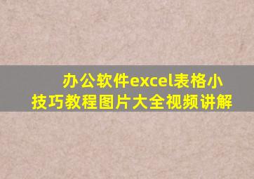 办公软件excel表格小技巧教程图片大全视频讲解