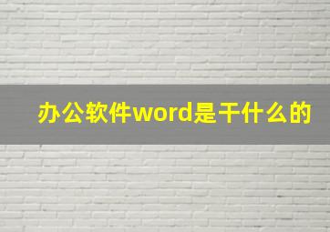 办公软件word是干什么的