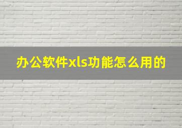 办公软件xls功能怎么用的