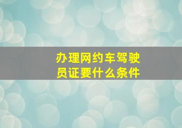 办理网约车驾驶员证要什么条件