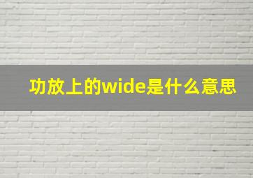 功放上的wide是什么意思