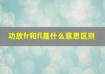 功放fr和fl是什么意思区别