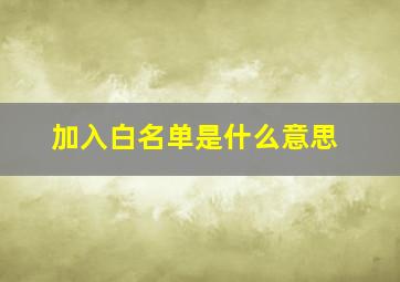 加入白名单是什么意思