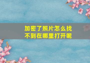 加密了照片怎么找不到在哪里打开呢