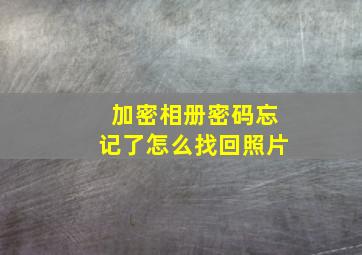 加密相册密码忘记了怎么找回照片