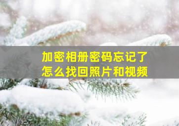 加密相册密码忘记了怎么找回照片和视频