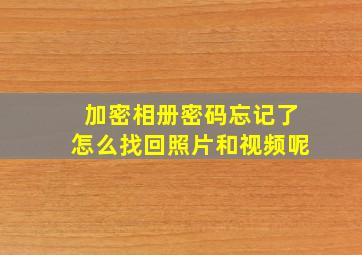 加密相册密码忘记了怎么找回照片和视频呢