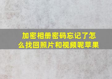 加密相册密码忘记了怎么找回照片和视频呢苹果