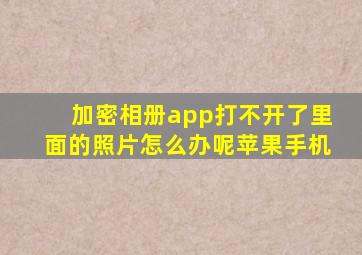 加密相册app打不开了里面的照片怎么办呢苹果手机