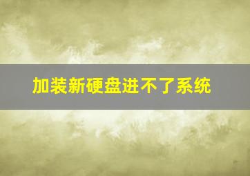 加装新硬盘进不了系统