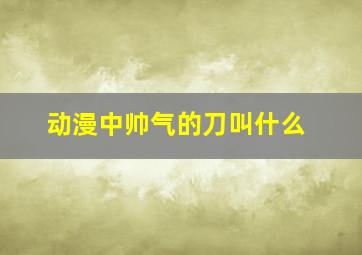 动漫中帅气的刀叫什么