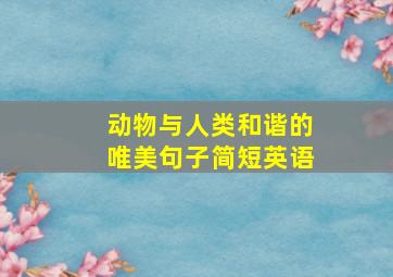 动物与人类和谐的唯美句子简短英语