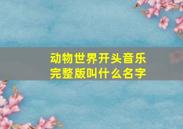 动物世界开头音乐完整版叫什么名字