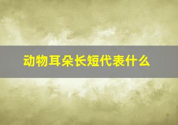 动物耳朵长短代表什么