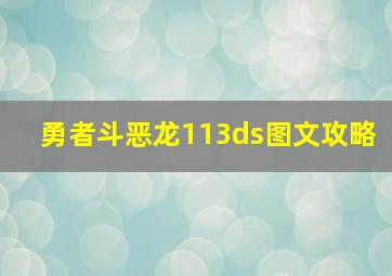 勇者斗恶龙113ds图文攻略