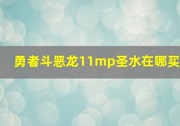 勇者斗恶龙11mp圣水在哪买