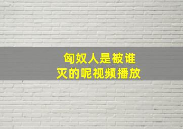 匈奴人是被谁灭的呢视频播放