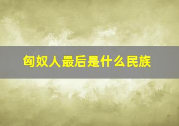 匈奴人最后是什么民族