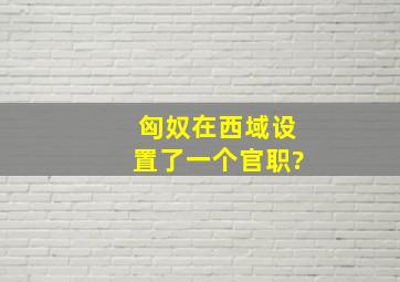 匈奴在西域设置了一个官职?