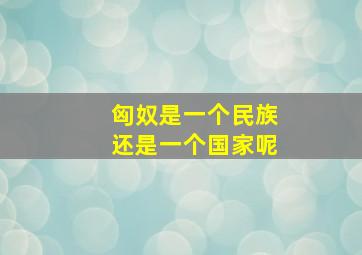 匈奴是一个民族还是一个国家呢