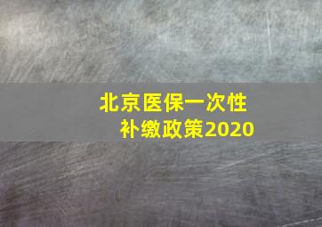 北京医保一次性补缴政策2020