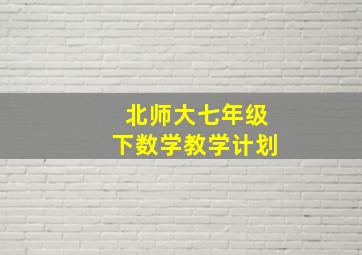 北师大七年级下数学教学计划