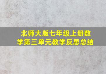 北师大版七年级上册数学第三单元教学反思总结