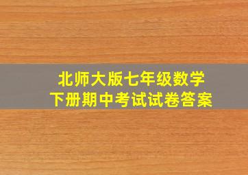 北师大版七年级数学下册期中考试试卷答案