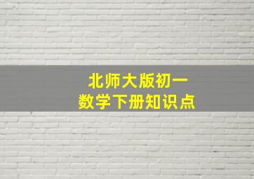 北师大版初一数学下册知识点