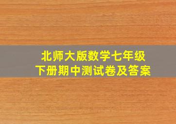 北师大版数学七年级下册期中测试卷及答案