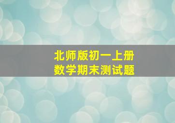 北师版初一上册数学期末测试题