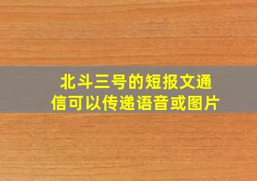 北斗三号的短报文通信可以传递语音或图片