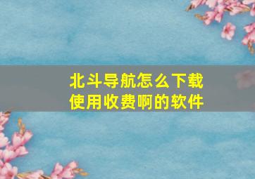 北斗导航怎么下载使用收费啊的软件