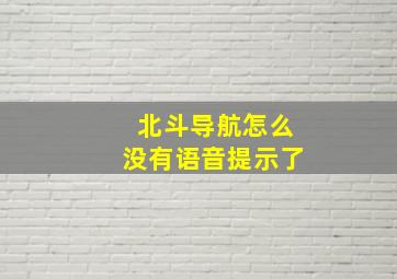 北斗导航怎么没有语音提示了