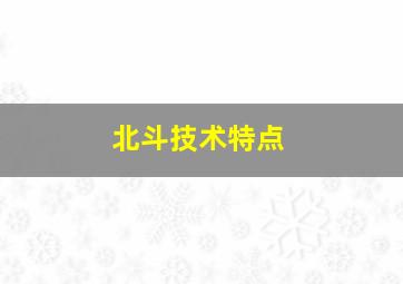 北斗技术特点