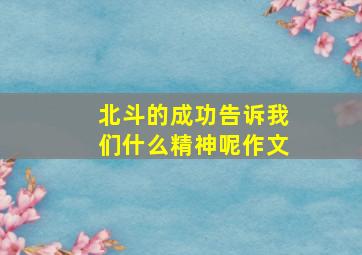 北斗的成功告诉我们什么精神呢作文