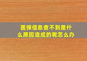 医保信息查不到是什么原因造成的呢怎么办