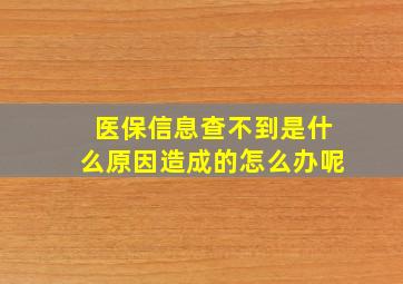 医保信息查不到是什么原因造成的怎么办呢