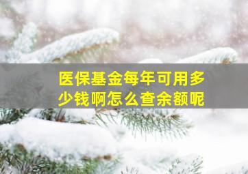 医保基金每年可用多少钱啊怎么查余额呢