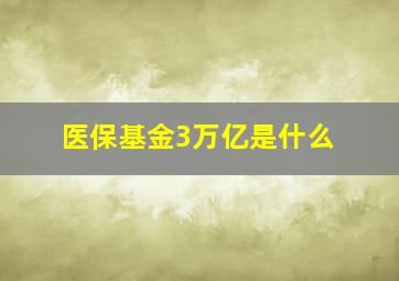 医保基金3万亿是什么