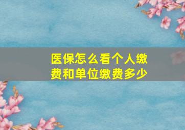 医保怎么看个人缴费和单位缴费多少