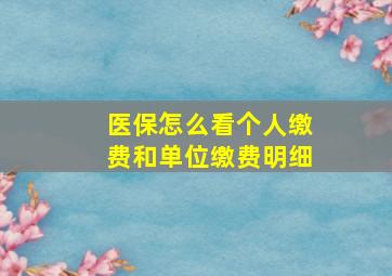 医保怎么看个人缴费和单位缴费明细