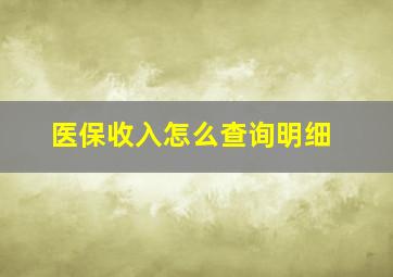 医保收入怎么查询明细