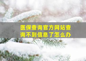 医保查询官方网站查询不到信息了怎么办